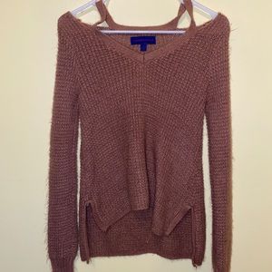 aeropostale brown key hole sweater